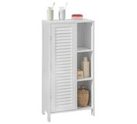 SoBuy Mueble de Baño Alto - Armario Auxiliar de Baño Estrecho con Puerta Lamellada y 3 Estantes Abiertos, Comoda para Cocina y Salón, Resistente a la Humedad, Blanco, 48 x 96 x 24cm, BZR39-W