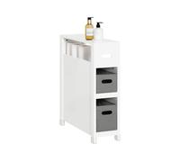 SoBuy BZR83-W Mueble de Baño con 2 Cestos Armario Multifuncional de Almacenaje para Baño con 1 Estante 60 x 20 x 70 Blanco ES