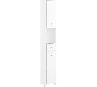 SoBuy Mueble de baño de esquina con 1 cajón y 2 puertas blanco