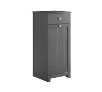 SoBuy BZR21-II Mueble de Baño Estrecho con Cesta para Ropa - Armario Compacto con Cajón y Bolsa Extraíble para Lavado - Mueble Ropa Sucia Pequeños en MDF, Blanco, 40×90×38 cm Dark Gray
