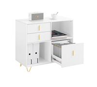 SoBuy Mueble Impresora Abiertos Mesa para Impresora con 3 Cajones y 2 Compartimentos Mueble Archivador Auxiliar para Oficina o Hogar Armario Almacenaje Blanco 80x40x75cm ASK11-W