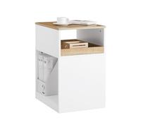 SoBuy Mueble Impresora con Ruedas Mesa para Impresora Compacta con 1 Cajón Extraíble y 1 Compartimento Abierto Cajonera Oficina Mesa Auxiliar de Almacenaje Blanco y Natural 40x50x65cm ASK08-WN
