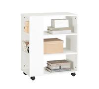 SoBuy FBT68-W,ES Mesa Auxiliar con 3 estantes, Consola,mesita de Noche con Ruedas