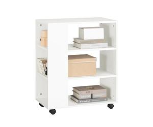 SoBuy Mueble Impresora Mesa para Impresora con Ruedas Cajonera Oficina con 6 Compartimentos Abiertos Mueble Archivador Armario Oficina Blanco 60x35x75cm FBT68-W
