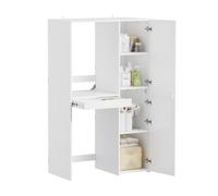 SoBuy Mueble Lavadora Secadora Apilable 110x66x186cm para Baño y Lavandería | Armario Lavadora con Bandeja Extraíble, Columna de Almacenamiento y Estantes Ajustables Mueble Sobre Lavadora Blanco BZR231-W