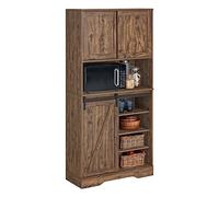 SoBuy Mueble Microondas para Salón Comedor Armario Alto de Cocina con Puerta corrediza de Granero 80 x 34 x 170 cm FSB83-N ES