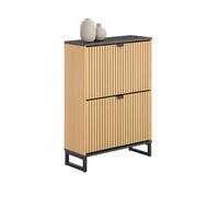 Sobuy mueble organizador de zapatos diseño escandinavo 60x24x88 cm negro y madera claro fsr202-n