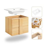 SoBuy Mueble para Debajo del Lavabo Armario Colgante para Cuarto de Baño con 2 Cajones y 1 Lavabo 61 x 46 x 54 cm BZR172-N ES