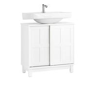 SoBuy Mueble para Debajo del Lavabo Fregadero Armario de Baño de Suelo con 2 Puertas Blanco 60 x 30 x 61 cm BZR142-W ES
