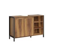 Sobuy | mueble para lavabo marrón claro con puertas | armario con lavabo de almacenaje con estantes | estantería con puertas de aglomerado | 90×30×60 cm | capacidad de carga 30 kg | bzr63-l-pf 60 cm