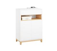 SoBuy Mueble Recibidor Aparador Blanco - Mueble Auxiliar con Cajón y Estantes Ajustables para Entrada, Salón y Cocina - Diseño Compacto de Bambú MDF Ecológico, 80kg, 60x34x85cm, FSB97-WN