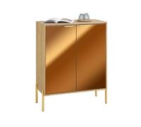 SoBuy Mueble recibidor con Puertas de Espejo 83x38x100cm para recibidor | Aparador estrecho con 5 estantes ajustables y puertas espejo, carga 80kg, dorado FSB96-G