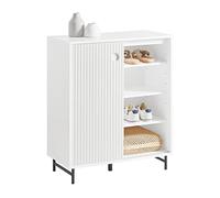 SoBuy Mueble Recibidor Mueble Auxiliar Blanco Aparador Entrada con Puerta Corredera y Balda Ajustable Espacios Pequeños, Almacenaje Versátil, Diseño Moderno, 70x37x87 cm - FSB62-W