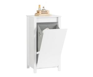 SoBuy Mueble Ropa Sucia baño con Saco abatible - Armario con Asas de Transporte y Almacenamiento - Mueble de baño Resistente a la Humedad para Espacios pequeños, Blanco 45x85,5x35cm BZR100-W