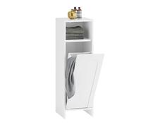 SoBuy Mueble Ropa Sucia baño con Saco extraíble Armario baño Estrecho con cesto Oculto y Patas con protección de Silicona - Mueble Auxiliar de Madera para Espacios pequeños Blanco 30x97x30cm BZR161-W