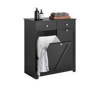 SoBuy Mueble Ropa Sucia con cestos para Ropa Sucia - Armario baño con 2 cajones y 2 Bolsas extraíbles, Ideal para lavandería - Mueble baño Robusto en MDF, Negro, 78x38x90 cm, BZR33-SCH