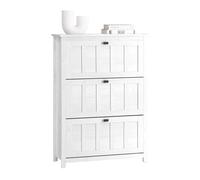 SoBuy Mueble Zapatero Estrecho Blanco - Zapatero Entrada Recibidor con 3 Solapas Abatibles - Organizador Estilo Moderno para Pasillo Estrecho o Recibidores de Entrada, 80x30x111cm, FSR162-W