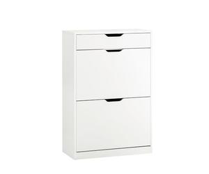 SoBuy Mueble Zapatero Estrecho con Cajón, Zapatero 60 cm Ancho, Zapatero Moderno y Práctico, Fácil de Montar, Ideal para Espacios Pequeños - Blanco, 60x30x90 cm - FSR180-W