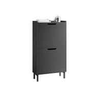 SoBuy Mueble Zapatero Estrecho Entrada Recibidor con 2 Solapas - Mueble Zapatero Entrada Recibidor, Armario Zapateros Estrecho de Madera para Pasillo Estrecho y Entrada, 50x19x90cm, Negro, FSR151-SCH