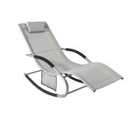 SoBuy Muebles de Jardin Mecedora Silla Tumbona de Exterior Reclinable y Ergonómica Resistente al Clima para Jardín, Terraza y Camping 150 kg de Carga OGS28-HG