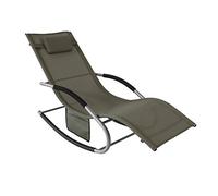 SoBuy Muebles de Jardin Mecedora Silla Tumbona de Exterior Reclinable y Ergonómica Resistente al Clima para Jardín, Terraza y Camping 150 kg de Carga OGS28-BR