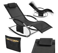 SoBuy Muebles de Jardin Mecedora Silla Tumbona de Exterior Reclinable y Ergonómica Resistente al Clima para Jardín, Terraza y Camping 150 kg de Carga OGS28-SCH
