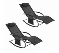 SoBuy OGS28x2 Tumbona 2 juegos de tumbona de jardín, bolsa, almohada, tumbona breezy para jardines, patios, playas Castaño