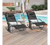 SoBuy OGS28x2 Tumbona 2 juegos de tumbona de jardín, bolsa, almohada, tumbona breezy para jardines, patios, playas Negro