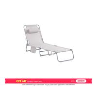 SoBuy OGS35x2 Juego de 2 tumbonas de jardín con bolsa y almohada, silla plegable aireada para jardines, patios, playas, balcones Beige