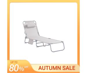SoBuy OGS35x2 Juego de 2 tumbonas de jardín con bolsa y almohada, silla plegable aireada para jardines, patios, playas, balcones Beige