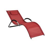 SoBuy OGS38-R Tumbona de Jardín con reposacabezas extraíble Estructura de Hierro Malla Transpirable Teslin 165 x 56 x 67 cm ES