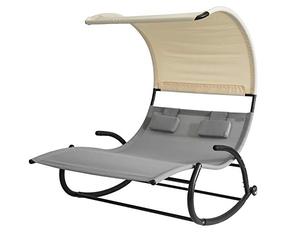 SoBuy OGS50-HG Tumbona jardín con Parasol de 2 plazas para Patio Trasero Playa ES