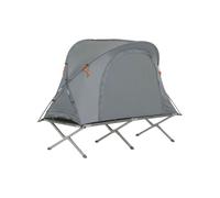 SoBuy OGS60-HG Tienda de supervivencia Cama de campamento Juego de camping 4 en 1 con saco de dormir Colchón y accesorios Tienda de campaña para 1 persona Gris