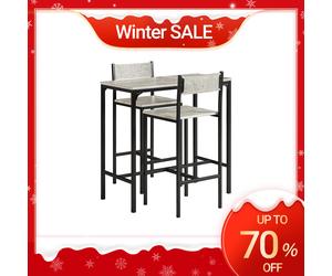SoBuy OGT03 Juego de mesa de bar Mesa de comedor de 3 piezas Mesa de bistró Muebles de balcón Muebles de bistró Negro
