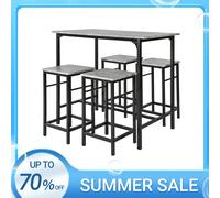 SoBuy OGT11 juego de mesa de bar, 5 piezas, mesa de comedor, mesa de bistró con 4 sillas, grupo de asientos Madera