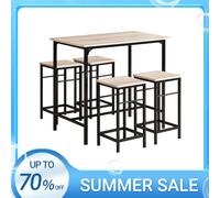 SoBuy OGT11 juego de mesa de bar mesa de comedor de 5 piezas mesa de bistró con grupo de asientos de 4 sillas Nature