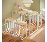 SoBuy Conjunto Mesa Alta de Cocina con 4 taburetes, Compacto, 100x60x96cm