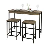 SoBuy OGT30-N Set de Mesa y taburetes de Estilo Industrial Mesa Alta de Bar + 2 taburetes Juego de Barra ES