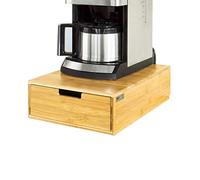 SoBuy Organizador de Cápsulas de Café y Té de Bambú con Cajón Soporte Compartimentos para Cocina Barra y Oficina Porta Cápsulas Compatible con Máquina de Café Caja de Madera 30x12x42cm FRG83-N