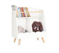SoBuy Organizador de Juguetes y Libros para Niños Librería Infantil Multifuncional con 1 Estantería y 2 Compartimentos Blanco 61 x 35 x 71 cm KMB100-K-W ES