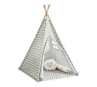 SoBuy OSS03 Tipite Tente de juegos para niños, 1 puerta y 1 ventana, casa de juegos, tienda para niños, blanco indio/gris Verde militar