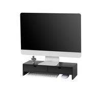 SoBuy Soporte Monitor Escritorio con 2 Cajones Organizadores Elevador Monitor Elevador Pantalla Ordenador Soporte para Monitor y Portátil Negro 47x18x11cm BBF02-SCH
