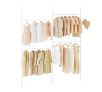 SoBuy Perchero Burro Telescópico Resistente, Armario Abierto Ajustable con Barras para Dormitorio y Vestidor, Blanco KLS03-II-W