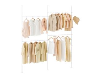 SoBuy Perchero Burro Telescópico Resistente, Armario Abierto Ajustable con Barras para Dormitorio y Vestidor, Blanco KLS03-II-W