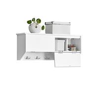 SoBuy Perchero de Pared con 2 Puertas 78x20x30cm para recibidor | Estante de pared con 5 ganchos y 2 puertas, MDF E1, carga 25kg, blanco FHK24-W