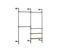 Sobuy perchero de pared industrial, burro de ropa de tubo fijo con 3 barras y 3 estantes de mdf, armario abierto resistente ahorra espacio, negro industrial kls18-sch 168 cm