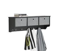 SoBuy Perchero pared con 5 ganchos 100x20x31cm para recibidor | Colgador con 3 cajones y estante, MDF FSC + hierro, carga 15kg, diseño moderno negro FRG282-SCH