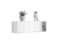 SoBuy Perchero Pared Recibidor con Puertas Correderas y Estante - Perchero Entrada Pared Madera Blanco para Colgador Recibidor Baño Cocina - 75x20x23cm 25kg FHK18-W