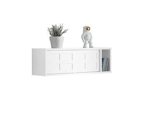 SoBuy Perchero Pared con Puertas correderas 75x20x23cm para recibidor | Perchero entrada pared madera blanco, 2 compartimentos ocultos, carga 25kg FHK18-W