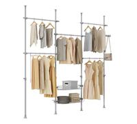 Sobuy perchero telescópico resistente - armario abierto ajustable con barras y estantes para dormitorio/vestidor, gris, kls04-ii-hg 311 cm